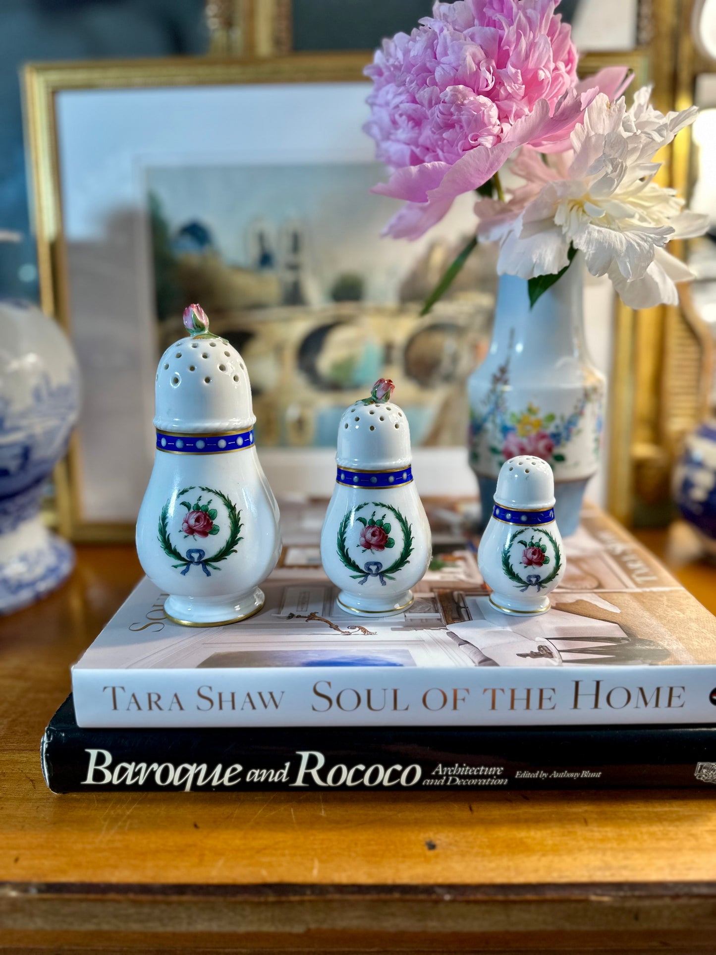 GORGEOUS Richard Ginori Princess Blue Porcelain Sugar Shaker Set, Made in Italy