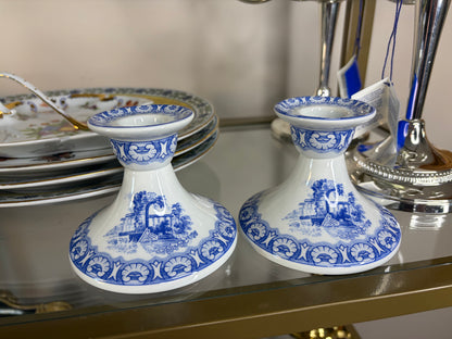 Spode Blue Room candleholders pair!
