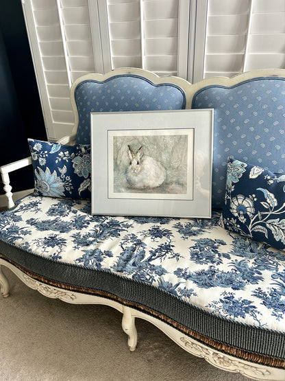 Delightful bunny rabbit signed watercolor custom framed wall art 21 x 18