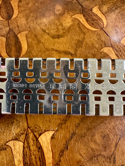 Vintage Sheffield Nickel Silver Sugar Cube Holder | Pierced Geometric Serving Tray