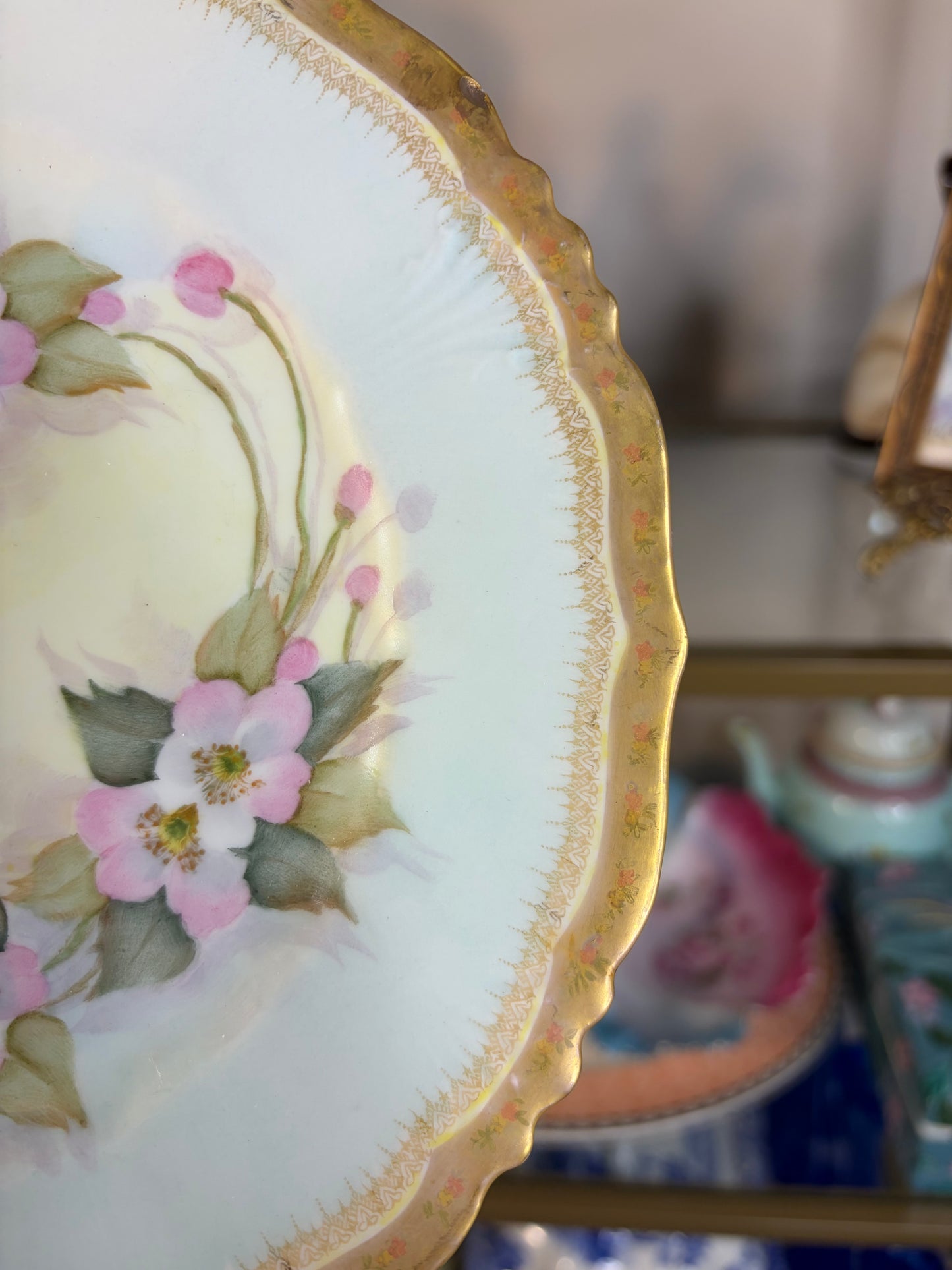 Lovely handpainted 1954 floral plate! As is!