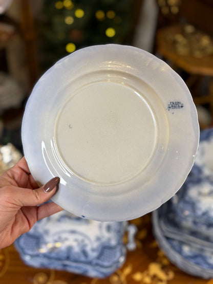 Antique Ford & Sons Flow Blue Dinner Service | 18 Plates, Tureens, Stands & Ladle | c.1900 | DA4517