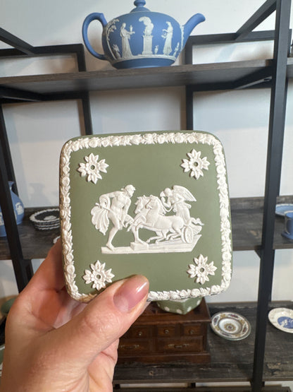 Wedgwood sage green square trinket box