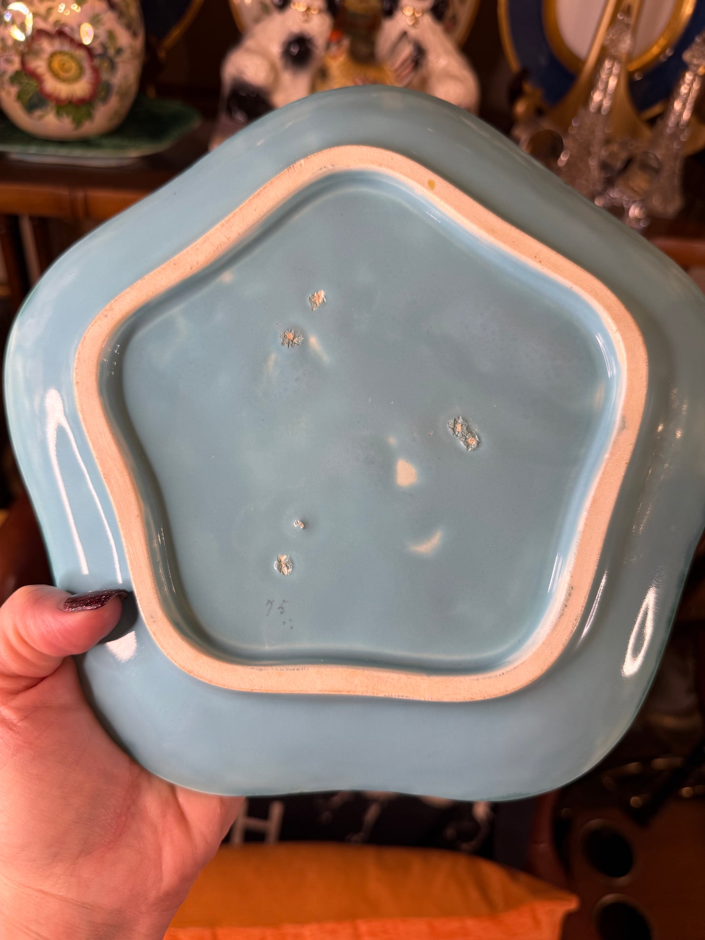 RESERVED: Antique French Majolica Cabbage Leaf Plates in Emerald Green | 8.5” Diameter