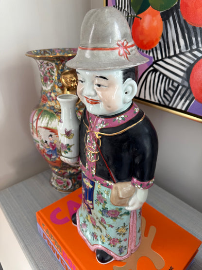 Vintage Chinese “Wise Man” Famille Rose 18” Statue