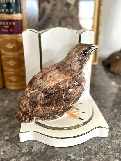 Lovely Older Vintage Nora Fenton Quail Hand Painted Bookend