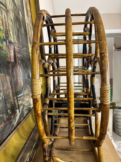 Beautiful extra large burnt bamboo circular wine holder!