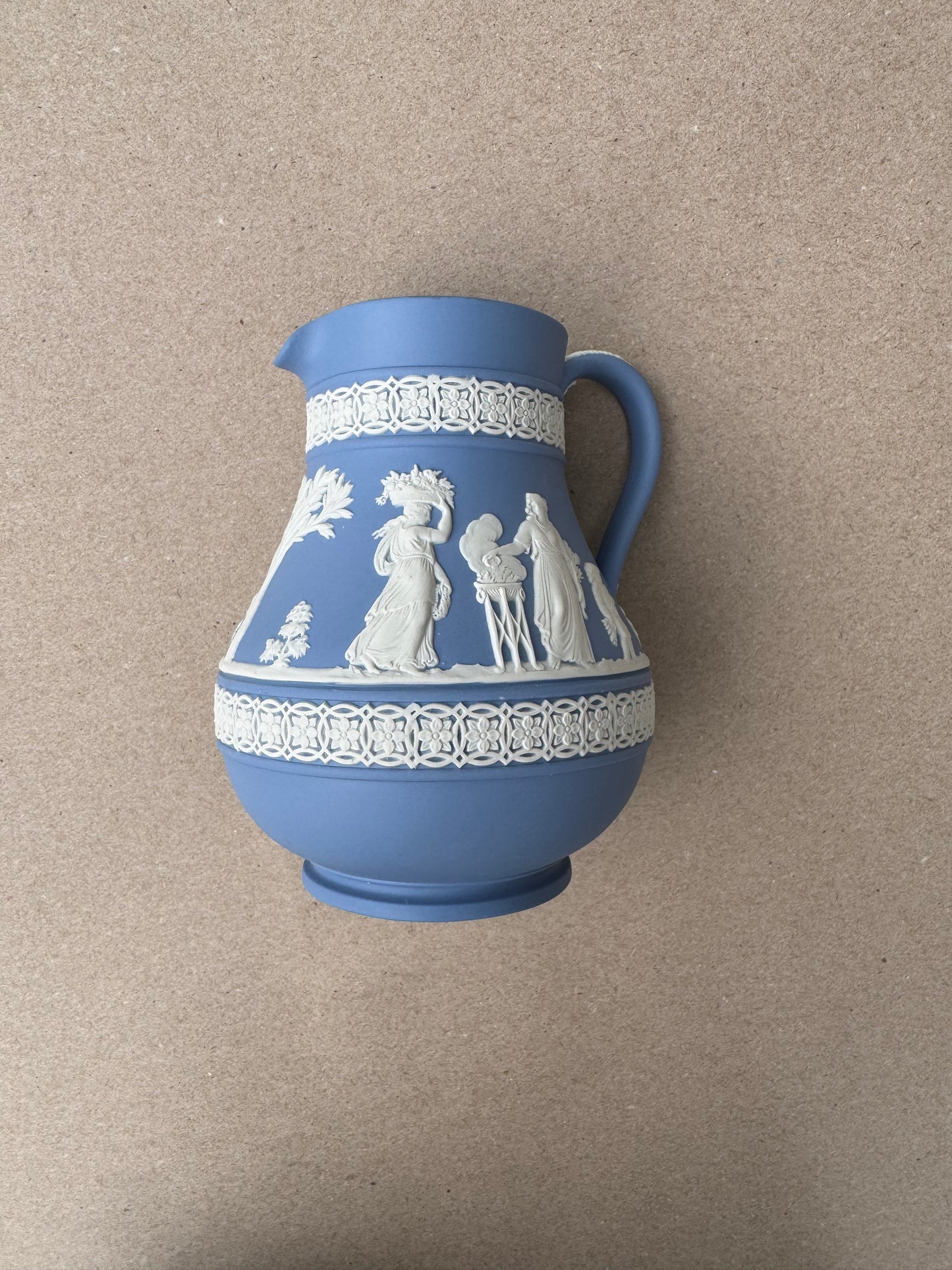 Light blue Wedgewood water pitcher 5”