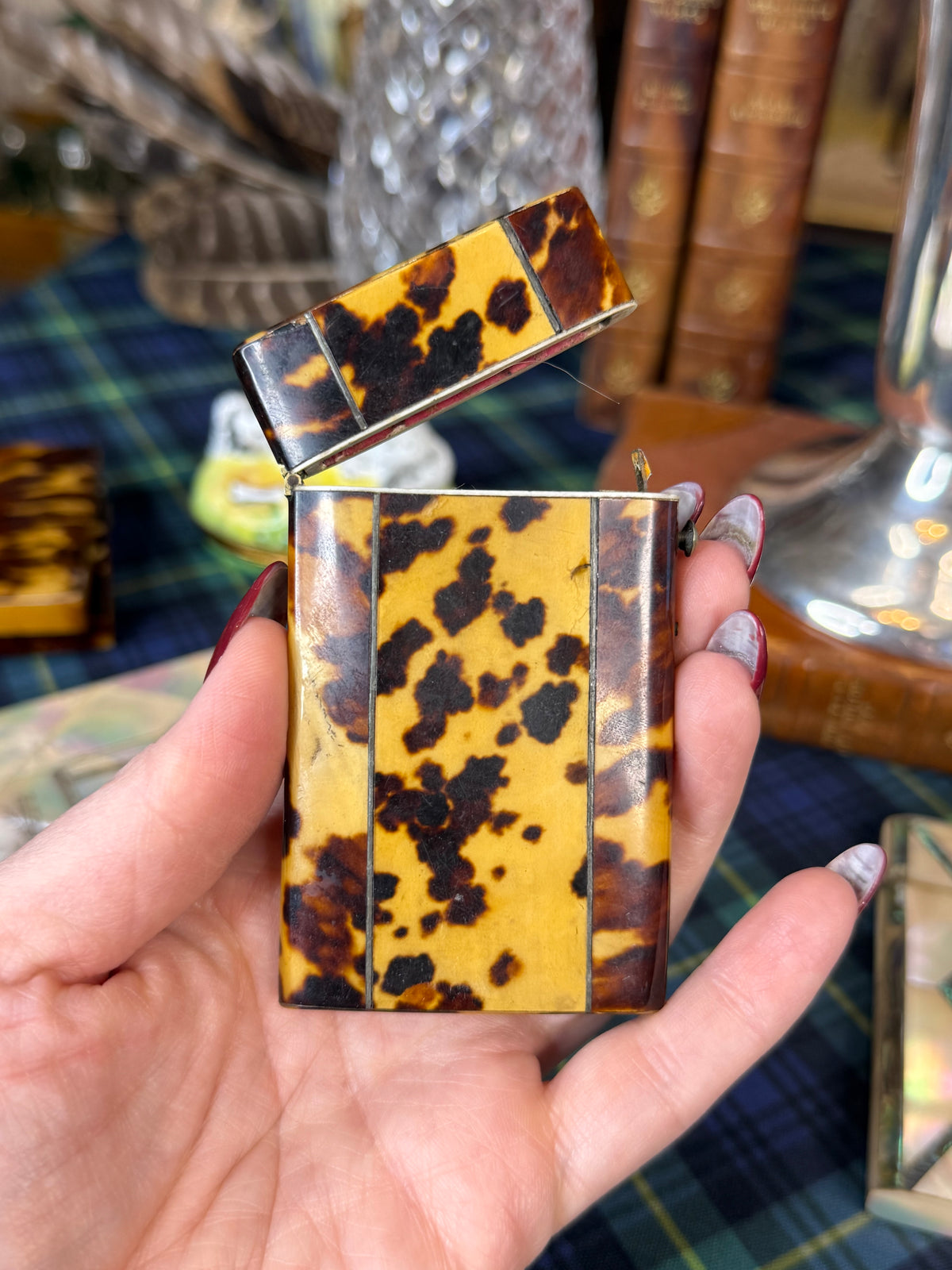 Antique Petite Tshell Calling Card Case | 3.5” × 2”