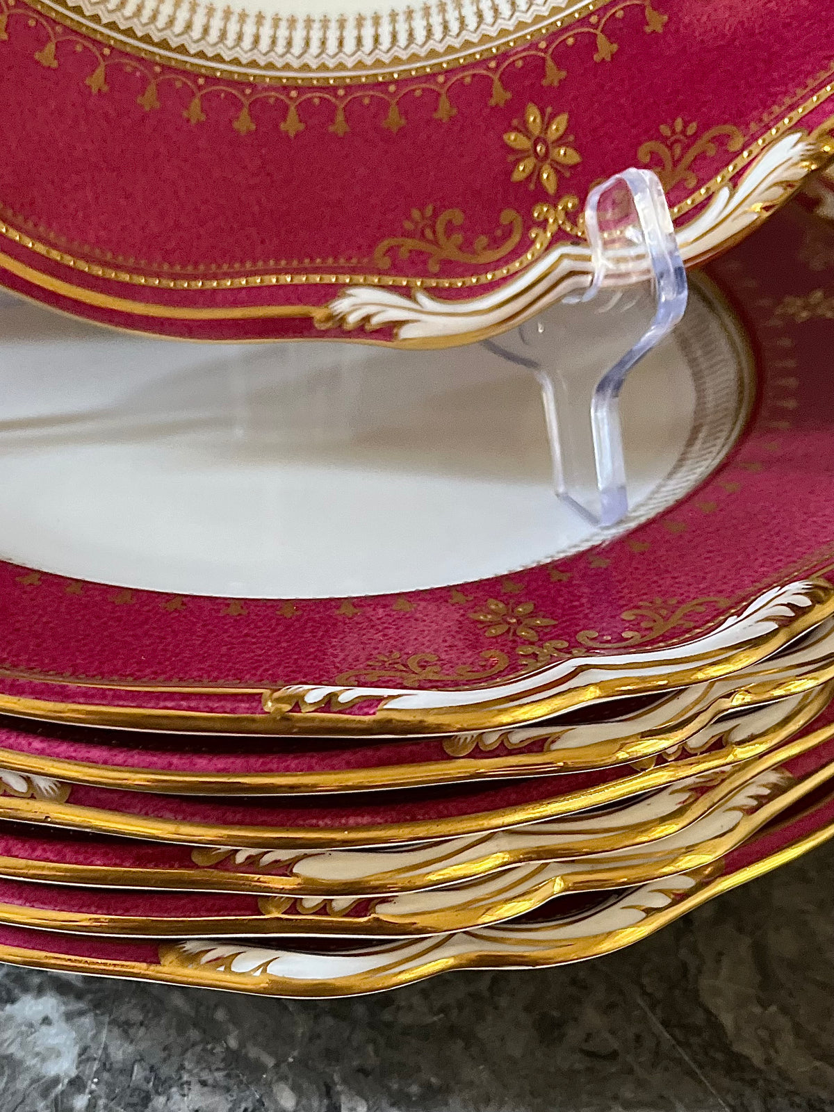 ⚜️Reserved #1 Live 09/08 Stunning Set Of 10 Copeland Raspberry Early 1800’s Dinner Plates