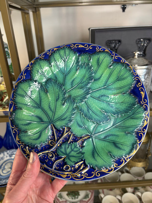 Stunning antique majolica pearl ware plate!