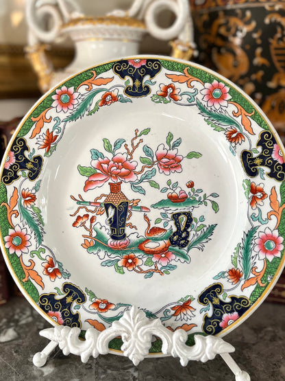 Live 09/15 Gorgeous Antique Ashworth / Vase And Table Pattern /Staffordshire Chinoiserie Plate With Swan
