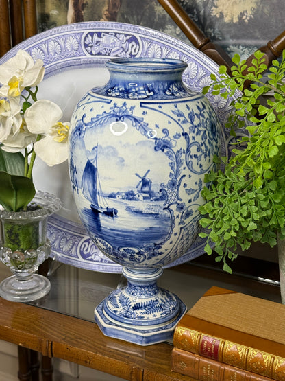 Antique Royal Bonn Tall Vase with Hand-Painted Ship Scene | c. 1910 | 14” | DA4418