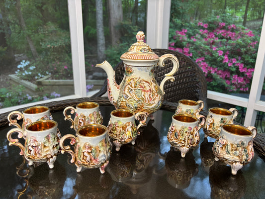 Stunning Italian Capodimonte tea set! - Beautiful condition!