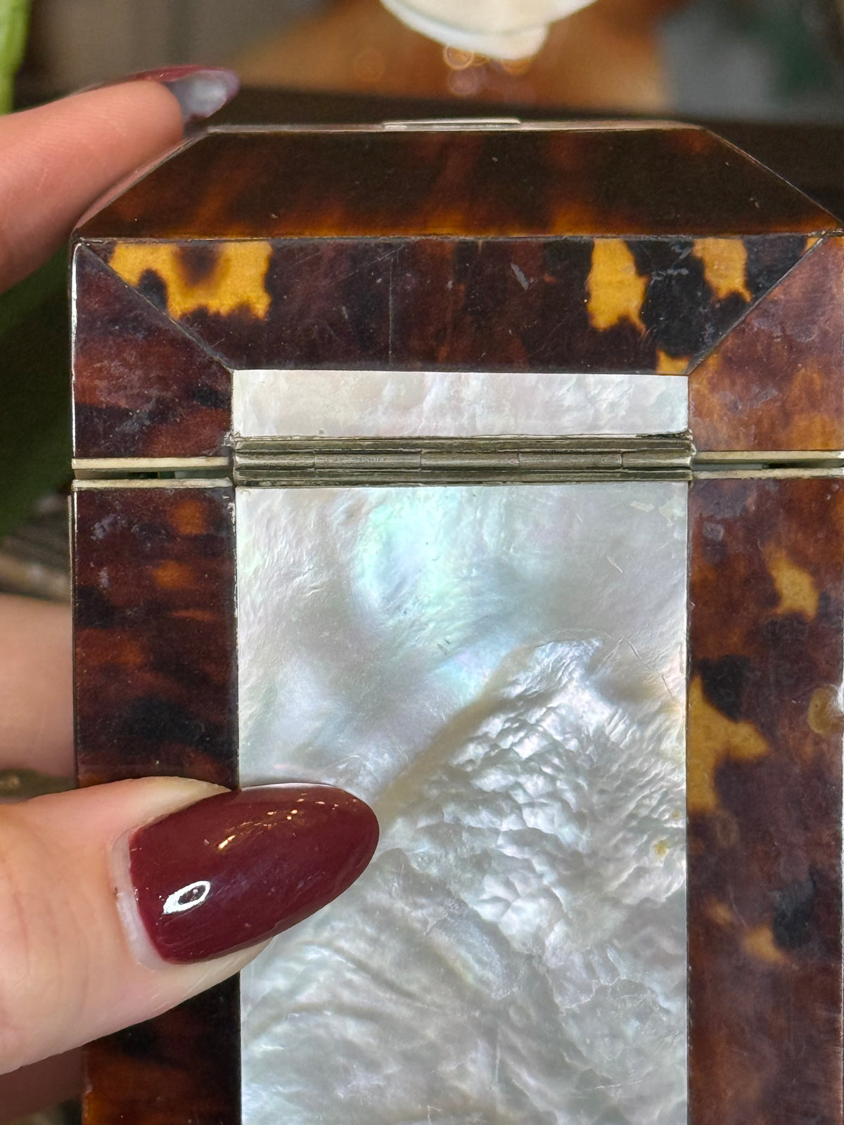 Antique Victorian Tshell & Mother-of-Pearl Sewing Etui | Complete Fitted Sewing Box | Lavender Satin Interior | Jackson-Mitchell Provenance | 4”