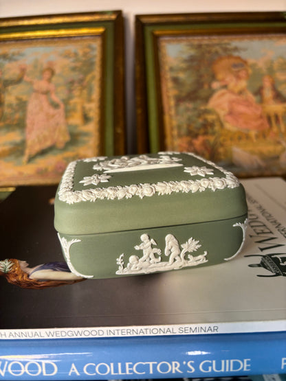 Wedgwood Jasperware Green square trinket box!