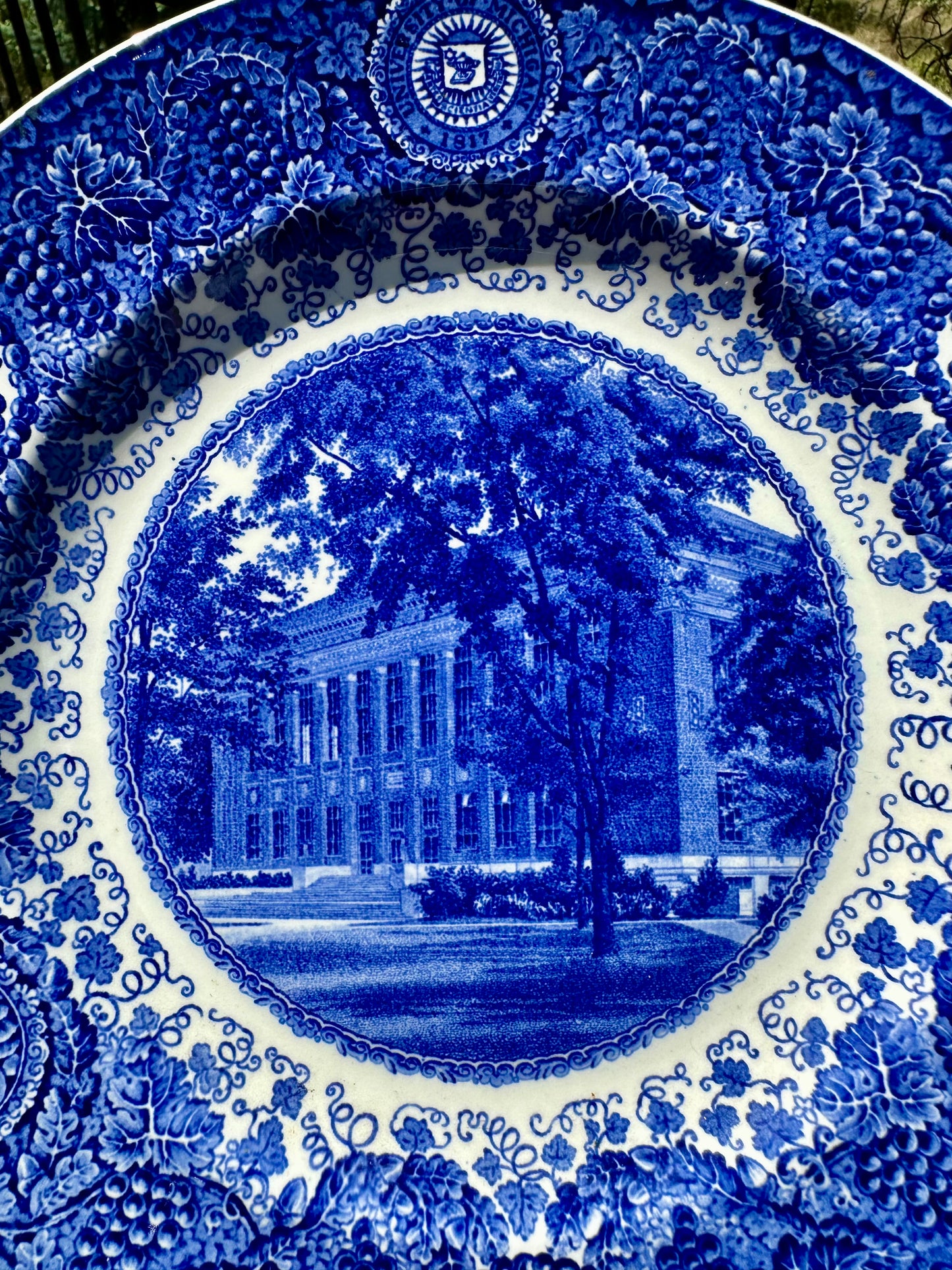 Wedgwood University of Michigan University Library Blue Transferware Plate | 10.25”