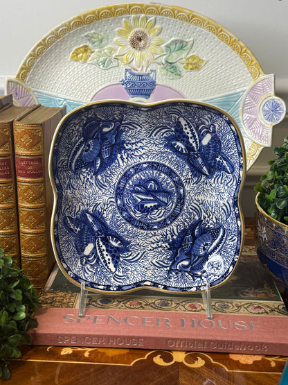 Mottahedeh Torquay Blue Transferware Square Dish | Winterthur Reproduction | England | 7.5” x 8”