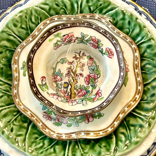 Antique Coalport  of England Indian Tree dish with underplate set 2 piece.