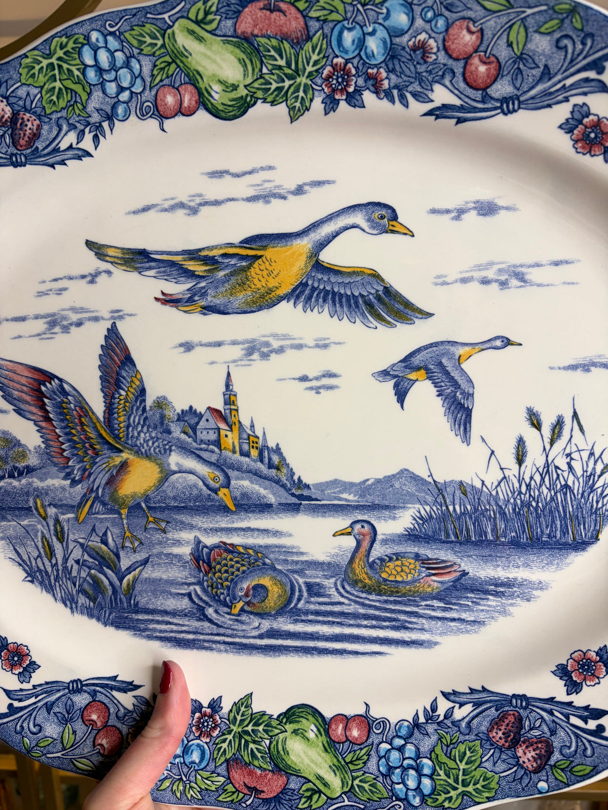 Beautiful duck transferware platter!