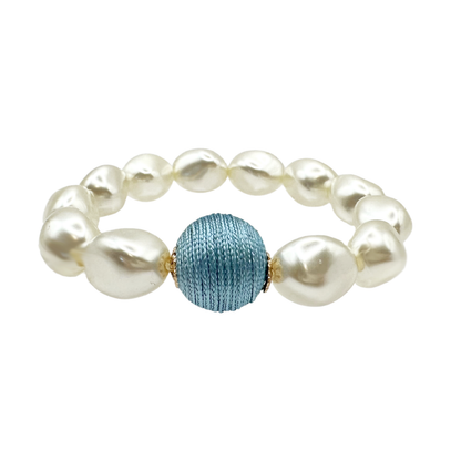Bracelet – Pearl & Charm Stretch Bracelet with Caribbean-Inspired Color
