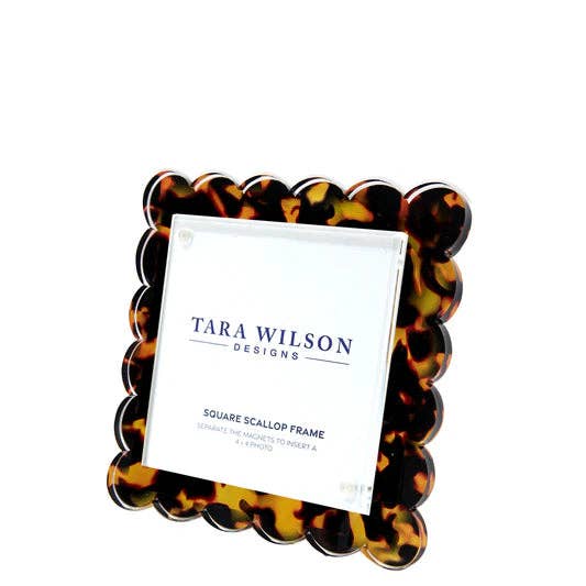 Tara Wilson Designs | Tortoise Square Scallop Acrylic Frame | Fits 4" x 4" Photo