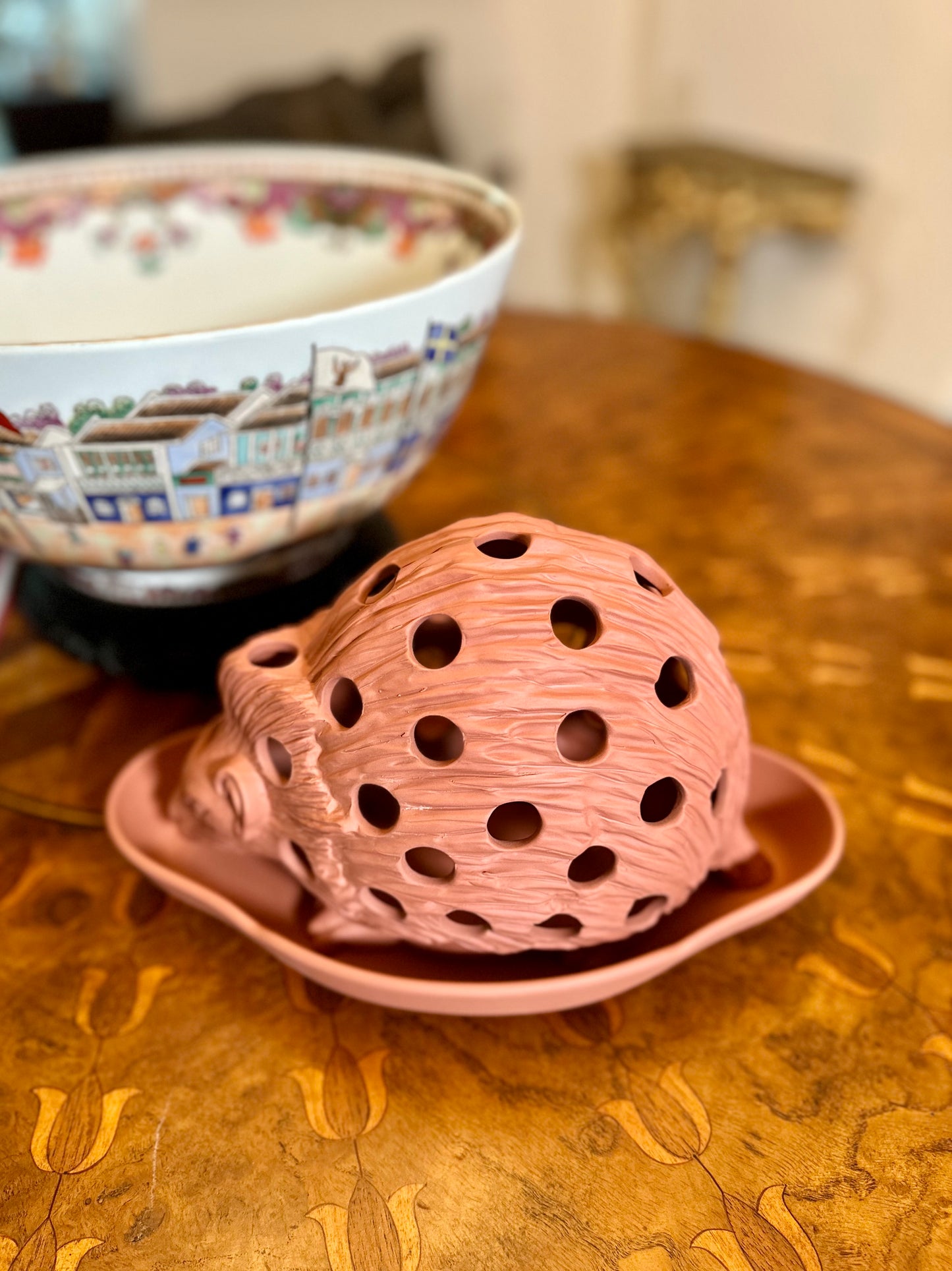 Rare Wedgwood Jasperware Hedgehog Bulb Pot & Stand, Terracotta, c. 1971