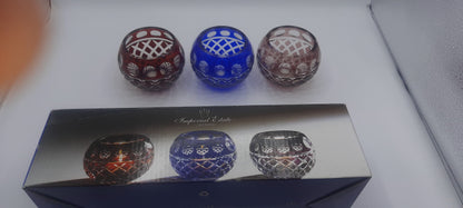 Vintage set of 3 Cut to Clear Votive Holders