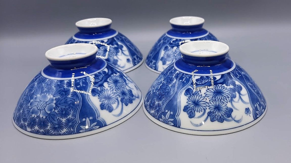Blue and White Japanese Rice Bowls