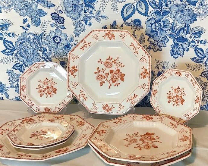 Floral Plate set of 8, by Independence Ironstone