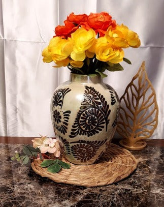 Large Beige and Brown Vase