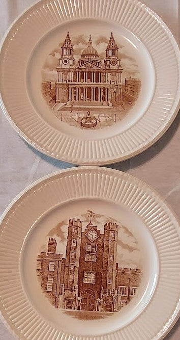 Vintage Wedgwood “Old London”Views, set of (5) plates, 10”D - Pristine!