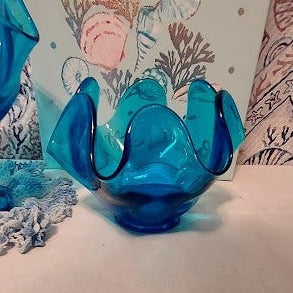 Viking Glass Blue compotes, set of 3