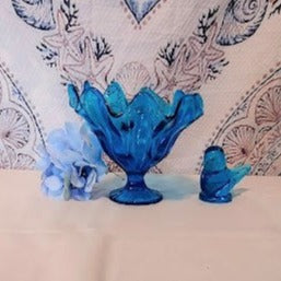 Blue Viking Glass Compote
