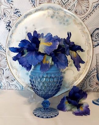 Fenton Blue Hobnail Ivy Ball Vase