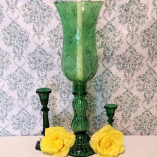 Large Green Glass Candle Holder, by Empoli
