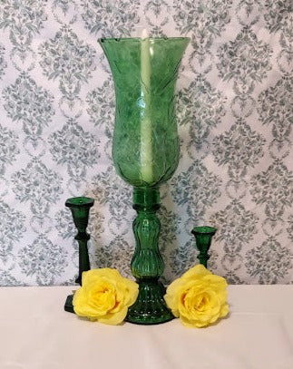 Large Green Glass Candle Holder, by Empoli