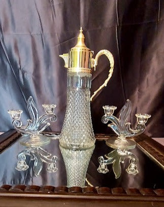 Large Vintage Leonard of Italy Crystal and Silver Plated Wine Claret