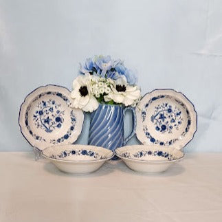 Blue and White Floral Bowls made in Korea