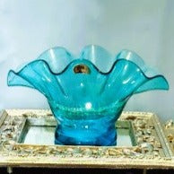 Bischoff turquoise blue ruffled bowl