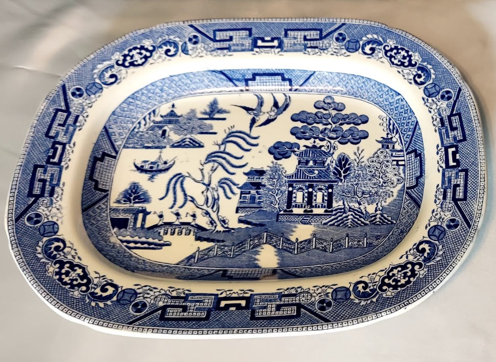 Blue Willow platter, by Ridgway Semi China England 1832