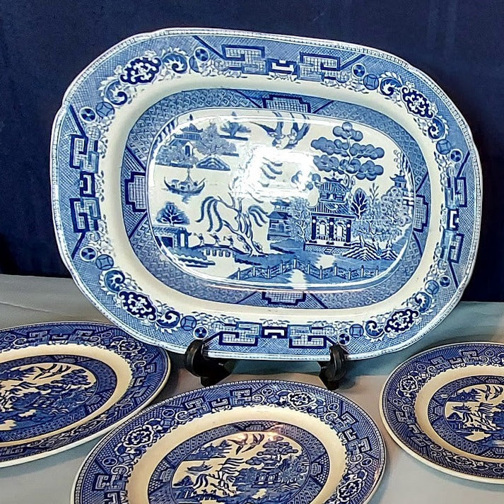 Blue Willow platter, by Ridgway Semi China England 1832