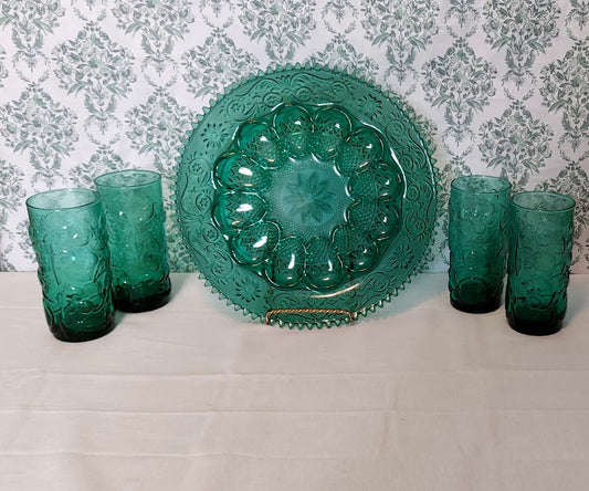 Green Egg platter by Indiana Glass, Tiara design