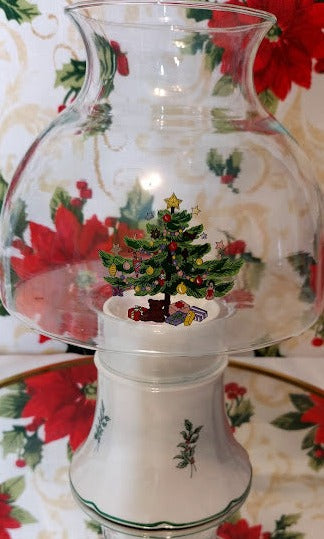 Nikko Christmas Hurricane lamp candle holder 10"