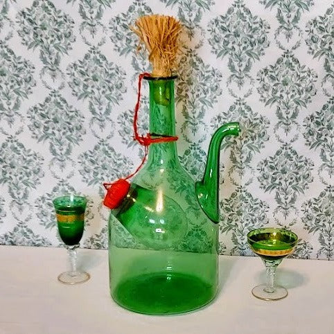 Vintage Hand Blown Italian Wine Decanter with Ice Chamber