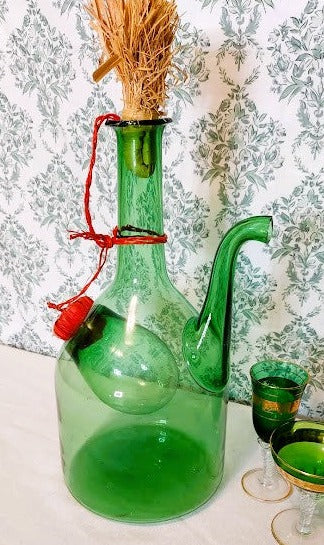 Vintage Hand Blown Italian Wine Decanter with Ice Chamber