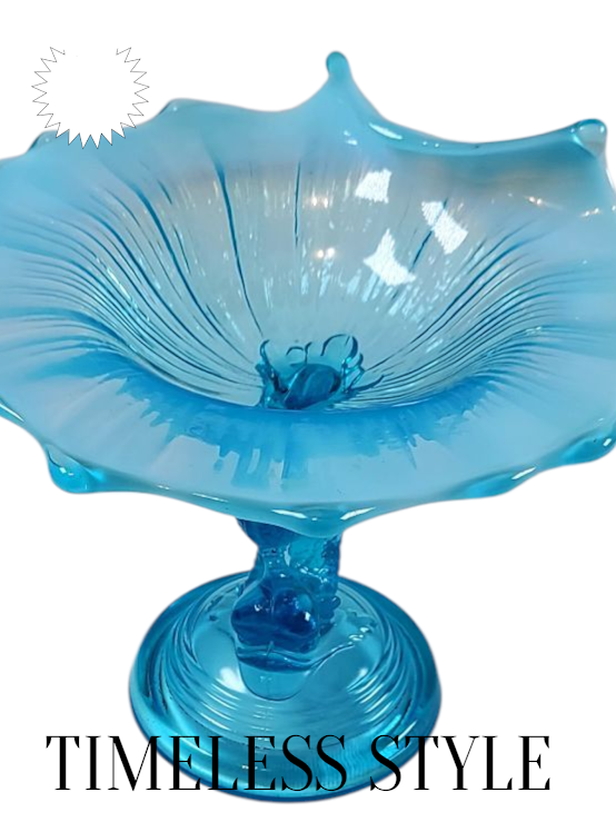 Blue Opalescent Glass Compote by Northwood
