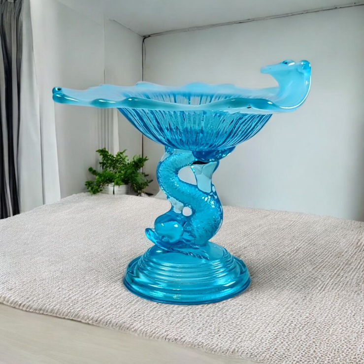 Blue Opalescent Glass Compote by Northwood