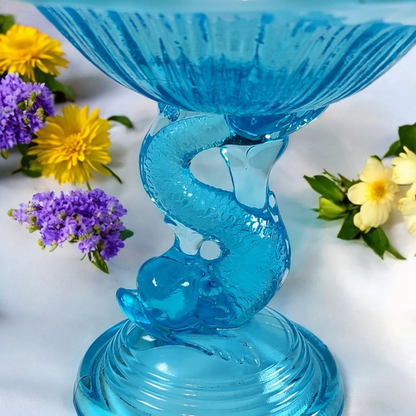 Blue Opalescent Glass Compote by Northwood