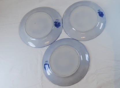 Flow Blue Plates, by William Ridgway, set of three, Stunning!!